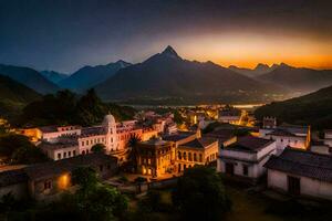 Foto Hintergrund das Himmel, Berge, das Stadt, China, das Dorf, das Berge,. KI-generiert