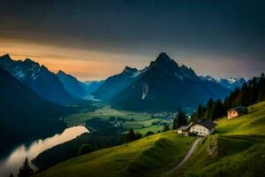 das Haus im das Berge. KI-generiert foto