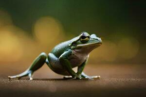 ein Frosch ist Stehen auf es ist Hinter Beine. KI-generiert foto