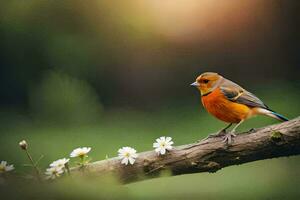 Foto Hintergrund Natur, das Sonne, Blumen, Vogel, Vogel, Vogel, Vogel, Vogel,. KI-generiert