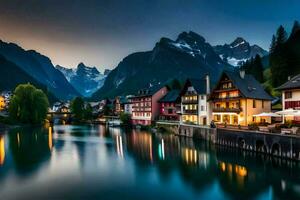 das schön Stadt, Dorf von altenkirchen, Schweiz. KI-generiert foto