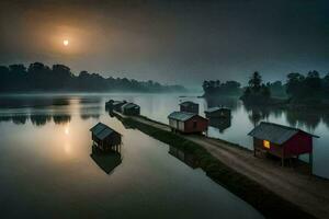 Foto Hintergrund das Himmel, Wasser, das Mond, das Sonne, das Wasser, das Fluss,. KI-generiert