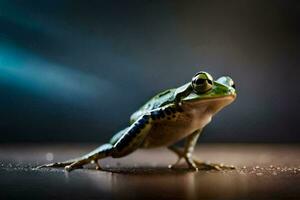 ein Frosch ist Stehen auf es ist Hinter Beine. KI-generiert foto