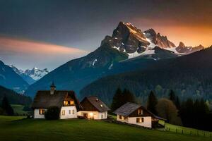 das Haus im das Berge. KI-generiert foto