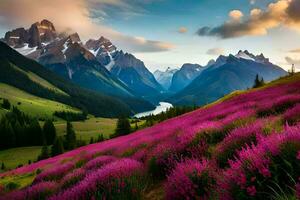 das Blumen von das Berge. KI-generiert foto