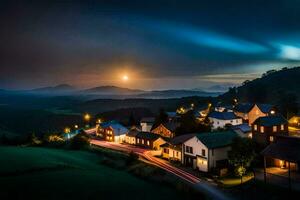 Foto Hintergrund das Himmel, Nacht, Mond, das Dorf, das Dorf, das Dorf, Die. KI-generiert