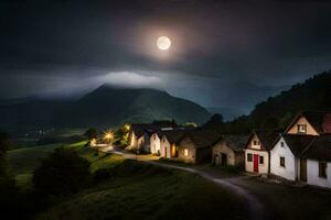 Foto Hintergrund das Himmel, Mond, Nacht, das Dorf, das Mond, das Dorf, Die. KI-generiert