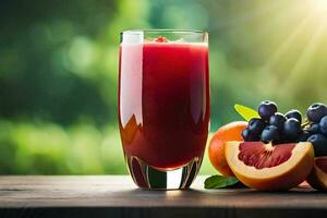 ein Glas von Saft mit Trauben und Orangen. KI-generiert foto