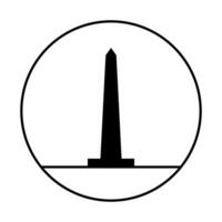 Obelisk mit Glyphe Monument Gliederung Symbol im Kreis Nein Personen. Silhouette Linie Kunst Monument schwarz und Weiß. foto