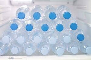 kalt Trinken Wasser im das Kühlschrank foto