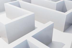 Blick von oben auf das weiße Labyrinth. 3D-Rendering foto