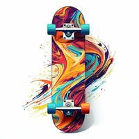 bunt Skateboard auf Weiß Hintergrund ai generativ foto