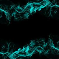 abstrakt cyan Rauch Rahmen auf schwarz Hintergrund foto