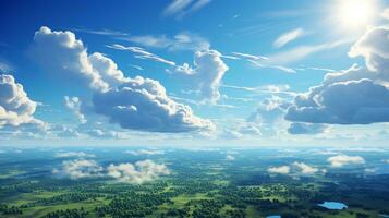 ai generiert sonniger Tag blauer Himmel mit Wolken Foto