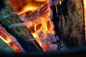 Holz Verbrennung im das Feuer Grube foto