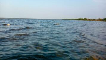 ein braun Fluss mit Felsen und Wasser foto