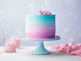 ai generiert Geburtstag Kuchen im hell Farben zum das Geschlecht Party Party. foto