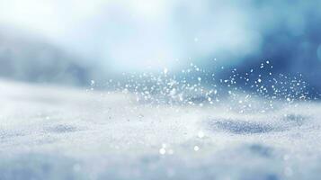 verschwommen Schneefeld Winter Hintergrund, ai generativ foto