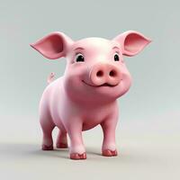 Rosa Schwein Tier 3d Konzept, ai generativ foto