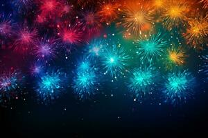 abstrakt bunt verschwommen Feuerwerk. farbig Feuerwerk Explosion im das Nacht Himmel, zum Feier Party. generativ ai foto