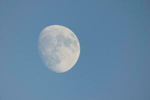 Mond gesehen während das Tag im Halbmond foto