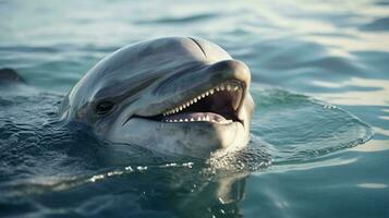 ein Delfin Schwimmen im Wasser ai generiert foto