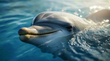 ein Delfin Schwimmen im das Wasser ai generiert foto