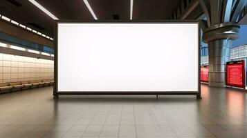 ein groß Weiß Bildschirm im ein Gebäude ai generiert foto