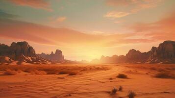 ein Wüste Landschaft mit Berge ai generiert foto