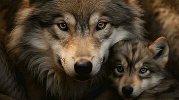 ein Paar von Wölfe ai generiert foto