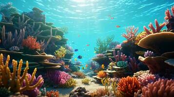 ein Koralle Riff mit Fisch ai generiert foto