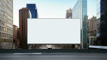 ein groß Weiß Plakatwand im ein Stadt ai generiert foto