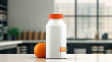 ein Flasche von Milch Nächster zu ein Orange ai generiert foto