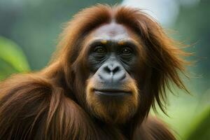 ai generativ von Orang-Utan ist unter das gefährdet Spezies foto