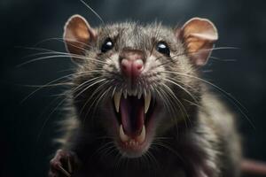 aggressiv Ratte auf dunkel Hintergrund. generativ ai foto