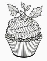 Grafik Färbung Buch zum Weihnachten Süss Cupcake foto