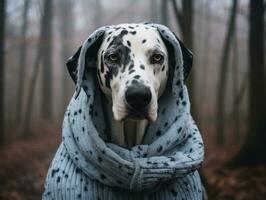 Hund während ein Winter gehen ai generativ foto