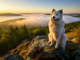 majestätisch Hund Stehen stolz auf ein Berg Gipfel ai generativ foto