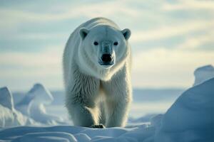 Arktis Säugetiere liebenswert Blick gefangen auf das eisig Tundra ai generiert foto