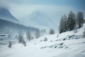 Schnee gekleidet österreichisch Alpen erstellen ein atemberaubend Winter Landschaft zum Erkundung ai generiert foto