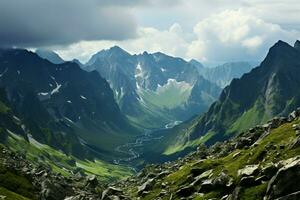 Naturen felsig Wächter, Berge erheben, definieren Erden vielfältig Landschaften ai generiert foto