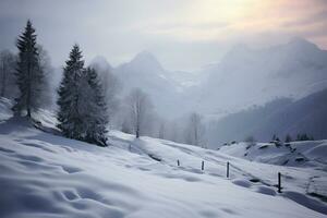 Österreich Winter Landschaft Vitrinen das majestätisch Schönheit von das Alpen ai generiert foto