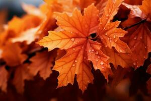 Herbst glühen leuchtet Blätter, geschmückt im Orange und Purpur Farbtöne ai generiert foto