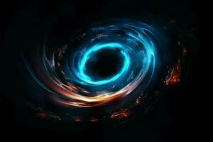 hypnotisch Spiral- Tunnel und rätselhaft schwarz Löcher im tief Raum ai generiert foto
