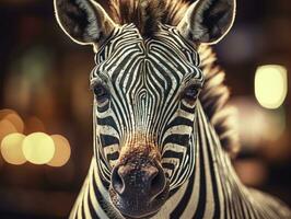 Porträt von ein Zebra ai generiert foto