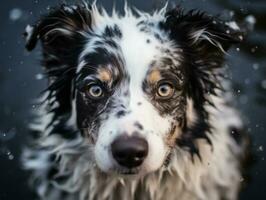 heiter Hund genießen ein Massage beim ein Haustier Spa ai generativ foto