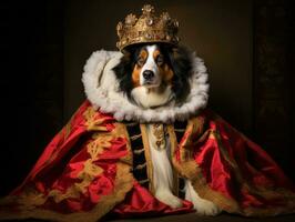 Regal Hund mit ein Regal Haltung im ein königlich Rahmen ai generativ foto