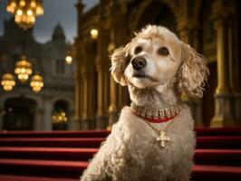 Regal Hund mit ein Regal Haltung im ein königlich Rahmen ai generativ foto