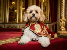 Regal Hund mit ein Regal Haltung im ein königlich Rahmen ai generativ foto