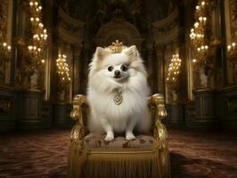 Regal Hund mit ein Regal Haltung im ein königlich Rahmen ai generativ foto